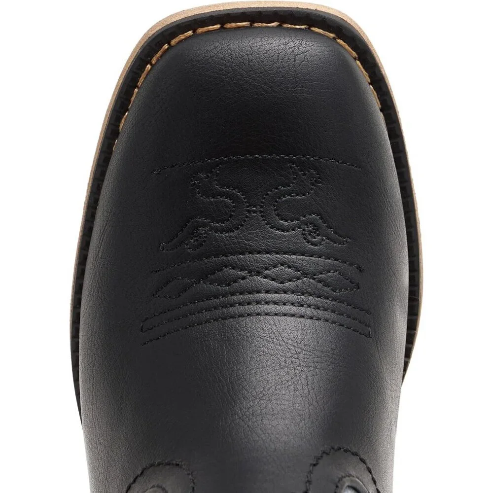 ⚡Girls Black Embroidered Cowgirl Boots Western Square Toe Mid Calf Riding Shoes